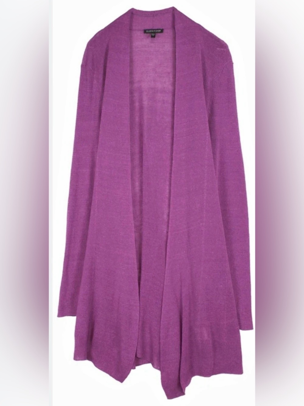 EUC Eileen Fisher Open Front Cardigan in Italian Yarn Linen Blend XL Purple